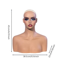 Mannequin Head and Shoulders PVC Female Mannequin Bust Skin-Toned-Toned