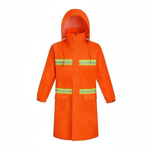 Reflective Safety Raincoat With Hood High Visibility Rain Coat Heavy Duty