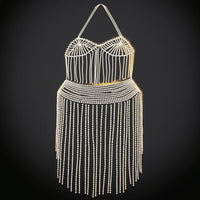 Rhinestone Body Chain with Fringe Lightweight Jewelry Crystal for Women