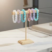 Bracelet and Necklace Display Stand Stable Base Walnut Finish Bracelet Rack