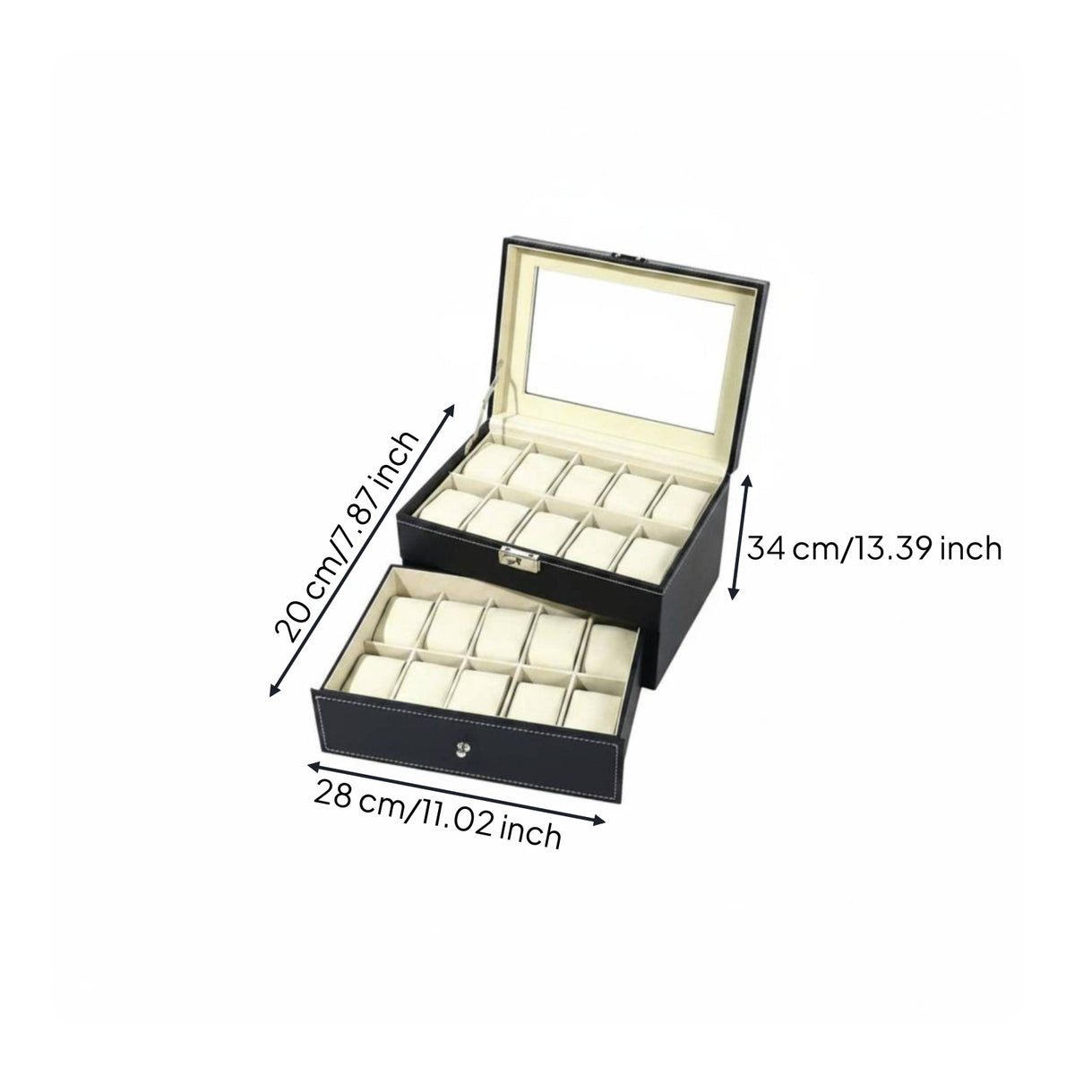 Watch Storage Box Padded Compartments Watch Display Box Stitched Trim