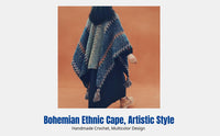 Ethnic Style Cape, Tibetan Travel Outfit, Knitted Shawl, Boho Poncho, Outdoor Scarf for Women