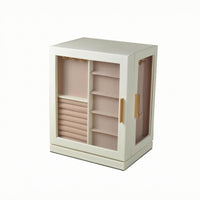 Rotating Jewelry Box Hanging Hooks Swivel Jewelry Cabinet Gold-Tone Handles