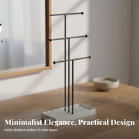 3 Tier Jewelry Stand Space-Saving Design 3-Tier Jewelry Display Bracelet Rack with Tray Multi-Functional T-Shaped Bar Necklace
