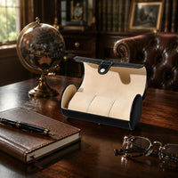 3 Slot Watch Case Padded Slots Timepiece Box Stitched Edging