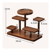 Oriental Design Solid Wood Bracelet Holder Stable Base Wooden Multi-Tier Display Stand Artisanal Look for Collectors, Study
