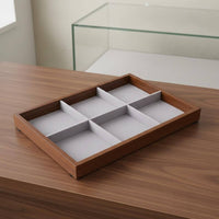 Velvet Jewelry Display Tray Peach Wood Finish for Dresser Top