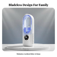 Compact Design Bladeless Misting Fan Lightweight USB Desktop Fan Quiet Operation for Students, Office Workers, Dorm Room, Bedroom