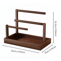 3 Tier Jewelry Stand Space Saving Necklace Rack with Tray Solid Wood Watch Display Rack for Desktop, Dresser