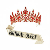 2 Pieces Birthday Queen Crown and Sash Sparkling Crystal S Birthday Crown and Sash Set Silver Princess Tiara Elegant Design