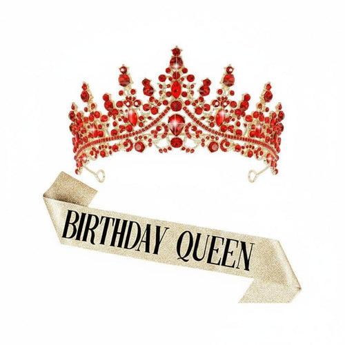 2 Pieces Birthday Queen Crown and Sash Sparkling Crystal S Birthday Crown and Sash Set Silver Princess Tiara Elegant Design