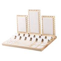 Band and Earring Display Stand Sloped Suede-Like Wood Jewelry Display Rack