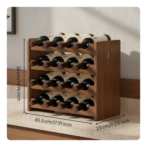 Freestanding Wine Organizer Easy Assembly Countertop Bottle Display Solid Wood