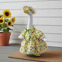 2 Pieces Floral Goose Dress Set Includes Matching Hat Lawn Ornament Apparel
