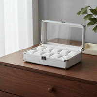 10-Slot Watch Case Hard Shell Watch Display Case Front Clasp Closure