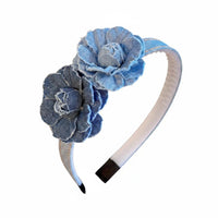 Denim Flower Headband Cute Denim Headband Stylish Blue Textile Hair Hoop for Skincare