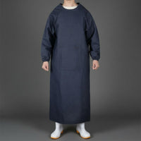 Long Sleeve Denim Apron Stain-Resistant Backwards Wear Work Coat Large Pocket