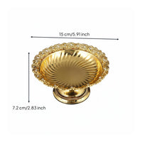 Gold Fruit Tray Openwork Pedestal Fruit Bowl Reflective Interior