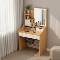 Makeup Vanity with Storage Space Saving Design for Small Apartment, Women, Teens