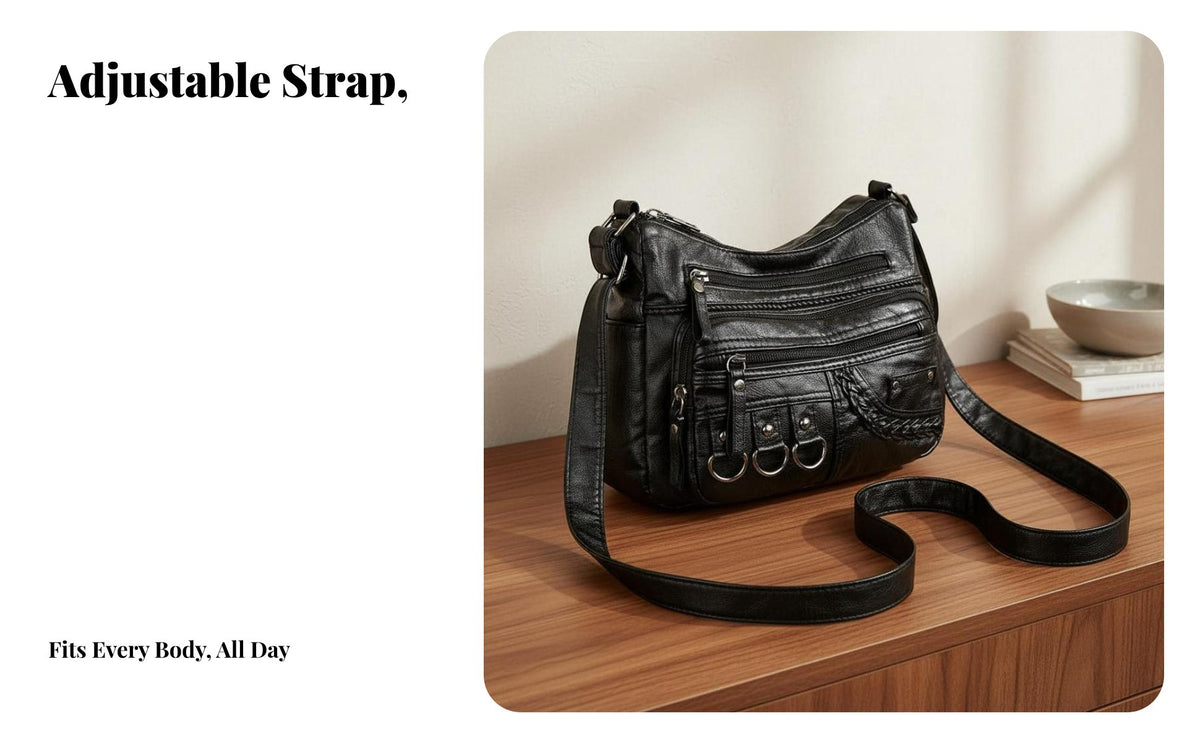 Multi Pocket Crossbody Bag Large Capacity Multi-Compartment Crossbody Bag Lightweight Soft PU Leather Shoulder Purse for Moms, Travel, Shopping