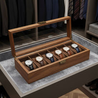 Wood Grain Watch Storage Box Multi-Functional Watch Collection Display Case Large Capacity Metal Clasp