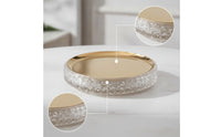 Round Tray with Mirrored Top Geometric Mirrored Tray Elegant Shallow Dish for Vanity