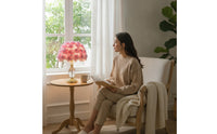 Floral Table Lamp Elegant Floral Lamp Gold Tone Lighting for Women, Bedside, Vanity