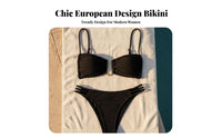 Alluring Design Ruched Bikini Set Removable Pads Ruched Bandeau Bikini Adjustable Straps for Young Adults, Vacation, Sunbathing
