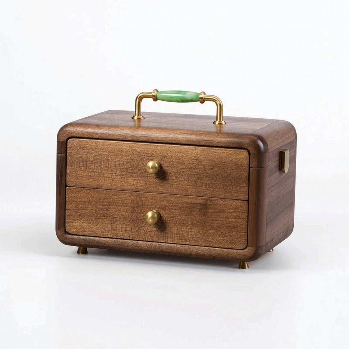 Jewelry Box with Drawers Walnut Wooden Jewelry Box Compact for Vanity
