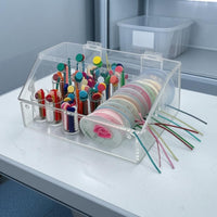 Acrylic Oral Storage Holder Hinged Lid Orthodontic Chain Box Clear