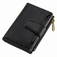 PU Leather Wallet Textured Grain Billfold Dust Protection