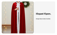 Santadesign Cape Full Length Design Long Red Holiday Mantle Attached Hood