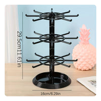 Rotating Jewelry Stand Adjustable Height 2-Tier Earring Holder Storage Tray Base