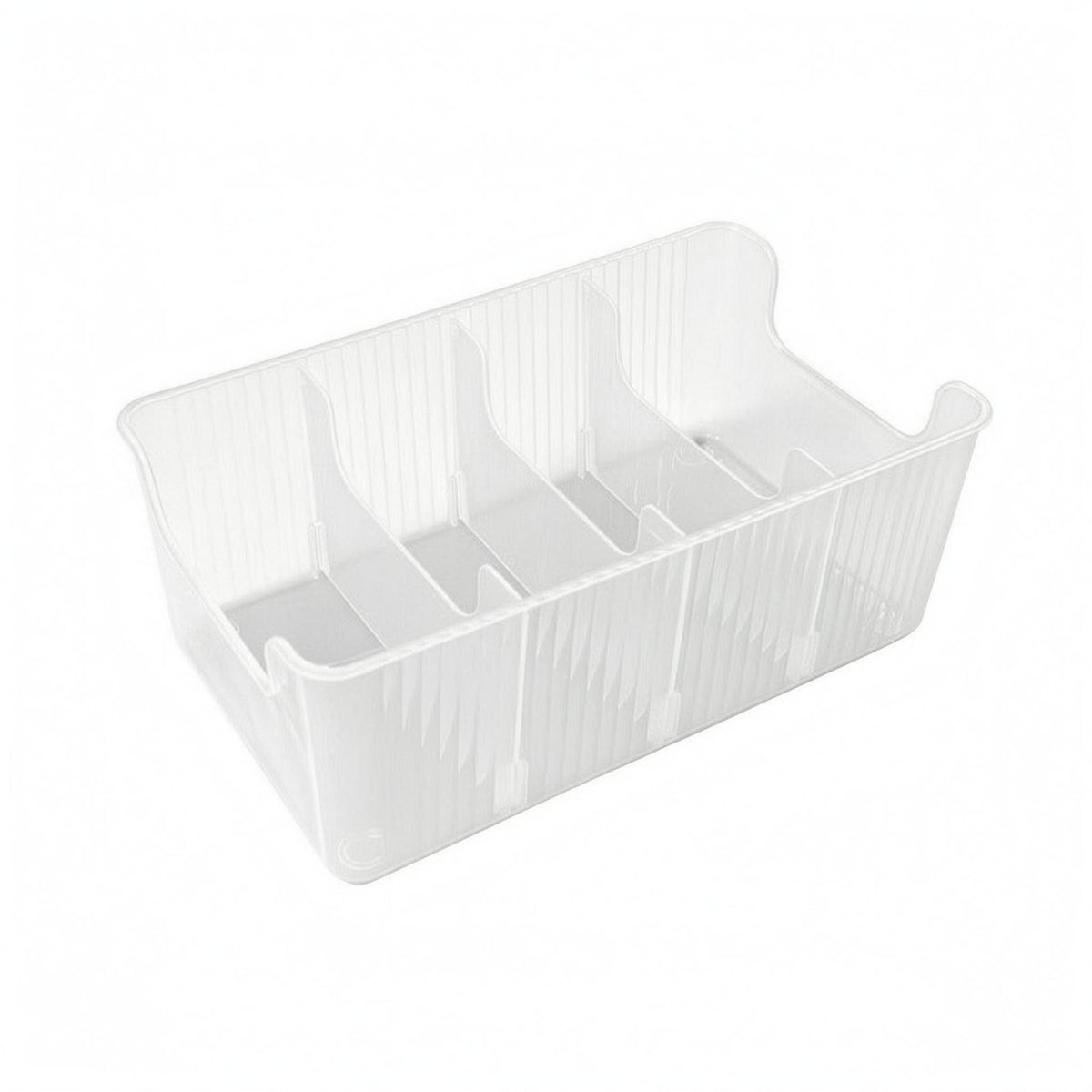 Divided Storage Box Open Top 4 Compartment Organizer Box Ribbed Sides