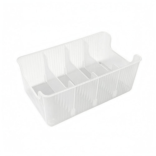Divided Storage Box Open Top 4 Compartment Organizer Box Ribbed Sides