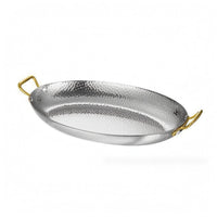 Hammered Stainless Steel Serving Pan Shallow Hammered Serving Pan Lustrous Finish