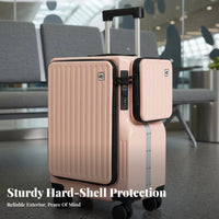 Built-in Cup Holder Front Accessible Ing Carry-on Scratch Resistant 20-Inch Trolley Case Airline Approved for Vacation, Vacations