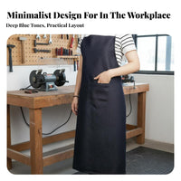 Wear-Resistant Denim Bib Apron Long-Lasting Denim Work Apron Large Pockets for Craftsmen, Woodworkers, Factory, Workshop, Woodworking