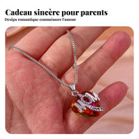 Mom Heart Necklace Rhinestone Embellished Crystal Heart Necklace for Birthday