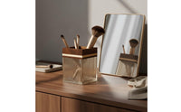 Acrylic Makeup Brush Holder Large Capacity Square Vanity Brush Cup Luxury Design