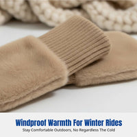 Korean Style Flip Cover Half Finger Gloves, Knitted Plush, Windproof, Autumn Winter, Cycling