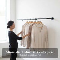 Space Saving Industrial Pipe Clothes Rack Sturdy Wall Mounted Garment Bar Vintage Design for Boutique Owners, Clothing Shop, Retail Display