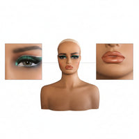 Mannequin Head with Shoulders Skin Tone Female Mannequin Bust Lightweight Hairpiece Display Head for Salon Owners, Jewelers, Hair Salons