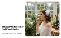 7 Pieces White Feather Hair Fastener Set Fairy Design White Feather Hair Fastener Headwear Elegant Handmade Look
