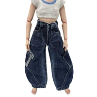 Female Figure Denim Trousers Handmade 1/6 Scale Doll Jeans 12 Inch Figure Casual Pants for Collectors, Hobbyists