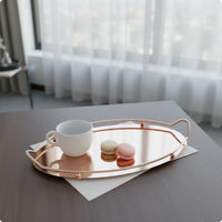 Beaded Elliptical Tray Decorative Double Handle Tray Easy to Clean Serving Platter for Office