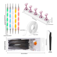 24 Pieces Nail Art Practice Kit Long-Handled Beauty Tools Flat Bristles