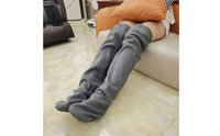 Fleece Leg Warmers Elasticized Thigh High Socks Leg Warmers Warm Apparel Comfortable for Women, Cold Weather, Lounging