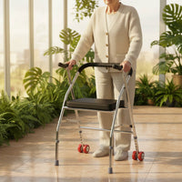 Rollator Mobility Aid Foldable Wheeled Mobility Aid Anti-Slip Handles