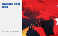 Autumn Winter Kids Cycling Jersey, Fleece Long Sleeve, Breathable, Unisex, Red, Full Zipper